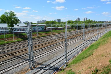 Moskova, Rusya - 13.2016 olabilir. Zelenograd Oktyabrskaya Demiryolu demiryolu parça