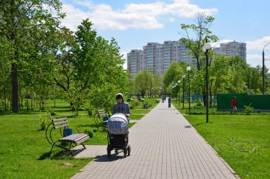 Moskova, Rusya - 13.2016 olabilir. Boulevard 20 Zelenograd bölge içinde