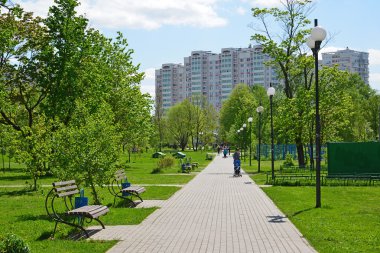 Moskova, Rusya - 13.2016 olabilir. Boulevard 20 Zelenograd bölge içinde