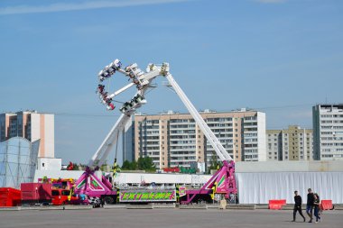 Zelenograd, Russia - May 09.2016. Carousel on  main square during the celebration of Victory Day