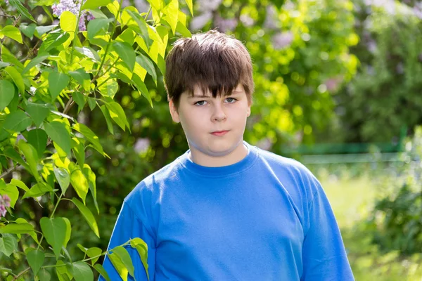 Chlapec asi 12 let v parku — Stock fotografie