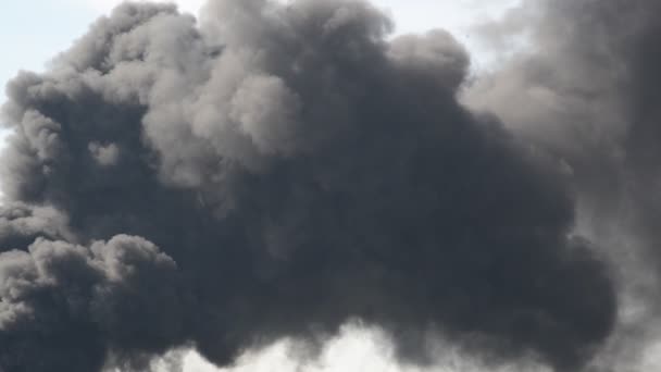 Muita fumaça negra do fogo — Vídeo de Stock