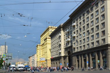 Moskova, Rusya - Haziran 03.2016. Sokak Krasnoprudnaya genel bakış