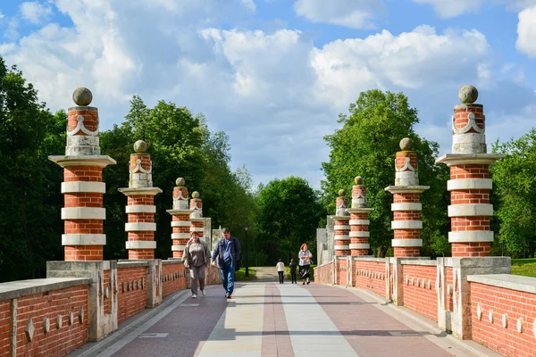 Moscow, Russia - June 08. 2016. The bridge in estate of Tsaritsyno Museum — Stock Photo, Image