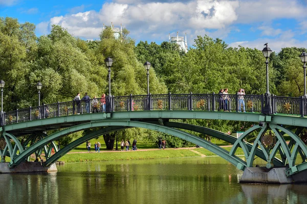 Moskau, Russland - 08. Juni 2016. Fußgängerbrücke über den Teich im Zarenmuseum — Stockfoto