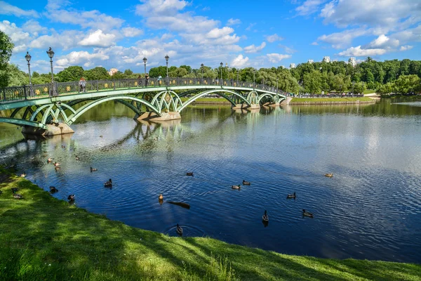 Moscou, Russie - 8 juin. 2016. Passerelle à travers l'étang dans le musée du Musée Tsaritsyno — Photo