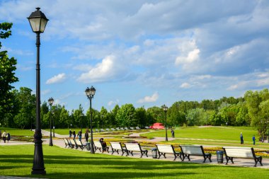 Moskova, Rusya - Haziran 08. 2016. park Tsaritsyno yaz aylarında genel görünümü