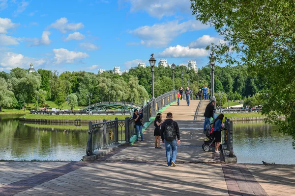 Moskou, Rusland - juni 08. 2016. fragment van de voetgangersbrug over de vijver in museum van Tsaritsyno Museum — Stockfoto