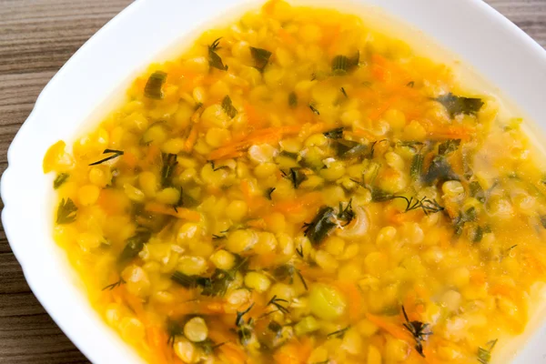 Plate of pea soup is on the table — Stock Photo, Image