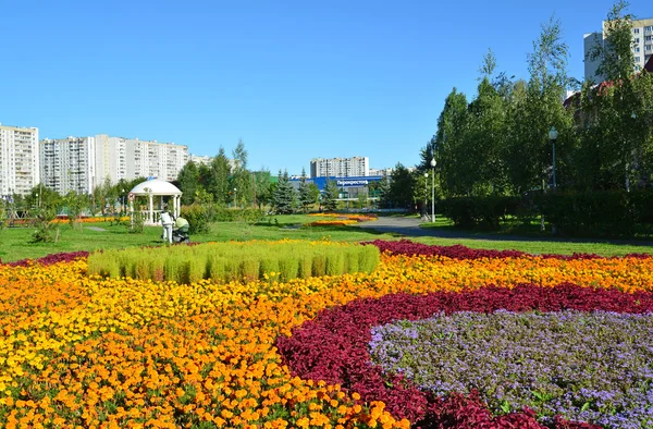 Moscou, Russie - 01 septembre 2016. Grand lit de fleurs à Zelenograd à Moscou, Russie — Photo