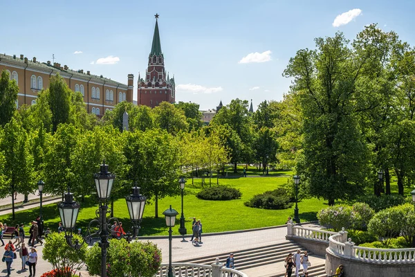 Moskou Rusland Mei 2018 Alexander Garden Met Uitzicht Het Kremlin — Stockfoto