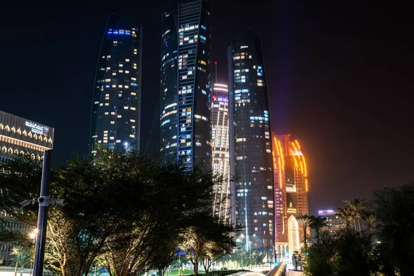 Abu Dhabi, UAE - April 4. 2019. The Complex of skyscrapers - The Etihad Towers — Stock Photo, Image