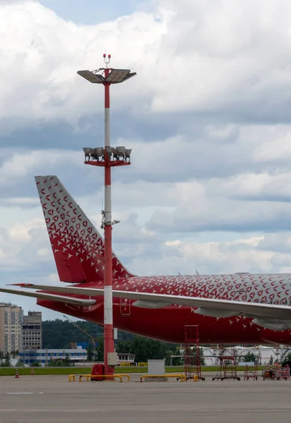 Moscou Rússia Junho 2018 Parte Avião Companhia Aérea Rossiya Torre — Fotografia de Stock