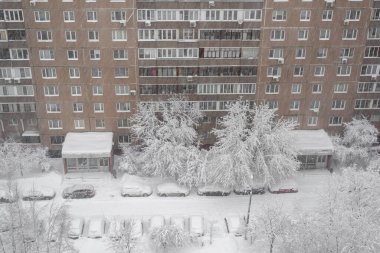 Rusya 'da yoğun kar yağışı sırasında evin avlusunda arabalar