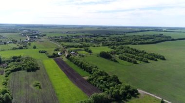 Rusya 'da yüksek bir yerden güzel bir kırsal yaz manzarası