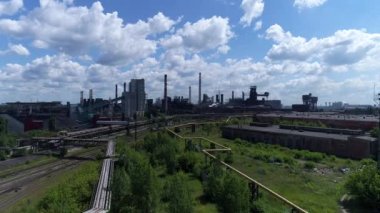 Lipetsk, Rusya - 11 Temmuz. 2017: Metalurji fabrikası NLMK Grubu. Yükseklikten görüntüle