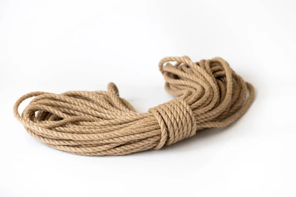 Natural Jute Rope Isolated White Background — Stock Photo, Image