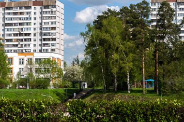 Moskova, Rusya - 16 Mayıs 2021. Zelenograd - Moskova 'nın kuzeybatısında çevre dostu bölge