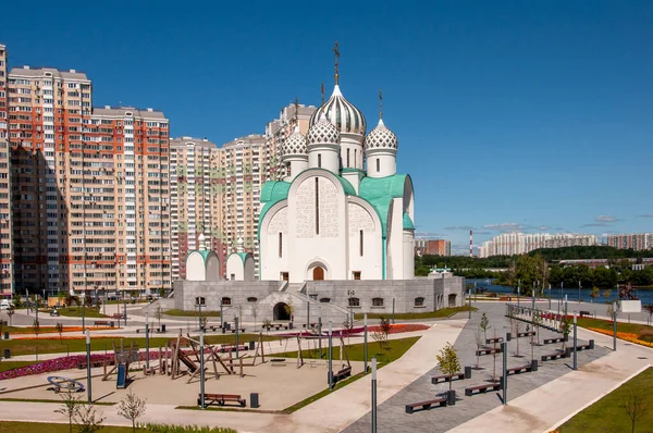 7月22日 俄罗斯克拉斯诺戈尔斯克 2021年 Pavshinskaya洪泛区的圣尼古拉斯大教堂 — 图库照片