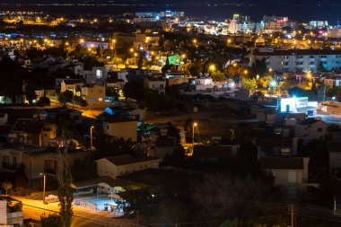 Protaras, Kıbrıs - 12 Ekim. 2019. Şehrin yukarıdan panoraması