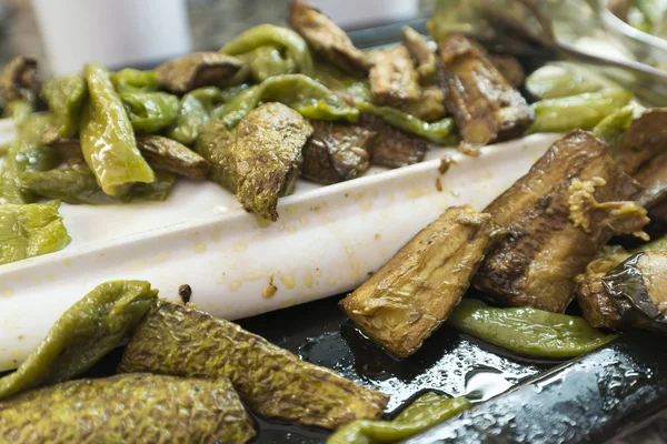 Fried Eggplant with garlic and spices — Stock Photo, Image