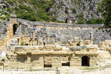 Demre, Türkiye - 16 Eylül, Myra, Türkiye'nin Likya şehri Greko-Romen antik tiyatroda.