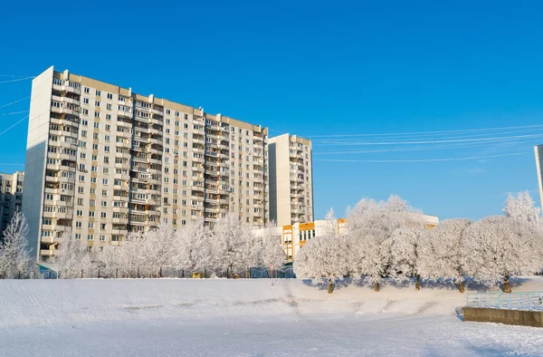 Snow-covered trees in the city of Moscow, Russia — Stock Photo, Image