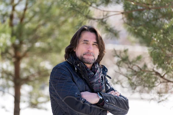 Portrait of a middle-aged man in nature — Stock Photo, Image