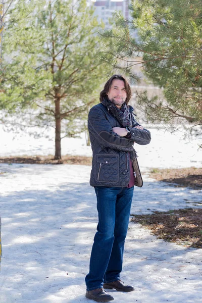 Portrait of a middle-aged man in nature — Stock Photo, Image