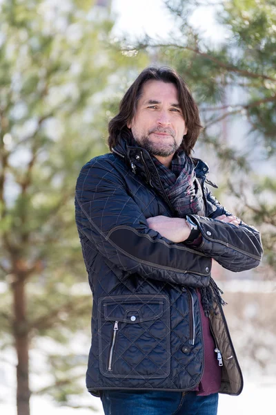 Portrait of a middle-aged man in nature — Stock Photo, Image