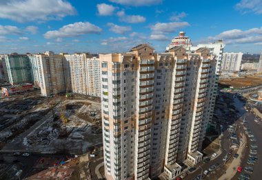 Moskova, Rusya - 10 Mart 2015, alan Moskova eteklerinde yeni binaların