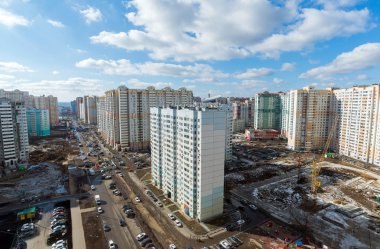 Moskova, Rusya - 10 Mart 2015, alan Moskova eteklerinde yeni binaların