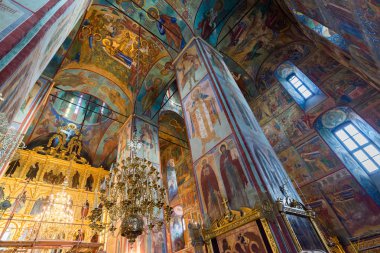 Moskova, Rusya 28 Mart 2015. Bir Rus ortodox Kilisesi Trinity Sergius Lavra 1585 inşa. Sergiev Posad, Moscow district, Rusya Federasyonu. Dormition Katedrali