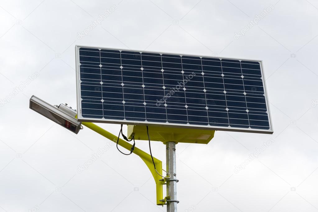 Street lamp powered by solar batteries