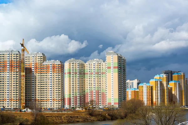 KRASNOGORSK, RUSSIA - APRIL 18,2015. Krasnogorsk is city and center of Krasnogorsky District in Moscow Oblast located on Moskva River. Area of residential development is about 2 million square feet — Stock Photo, Image