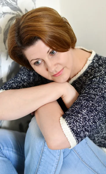 Portrait of a sad female adult in  room — Stock Photo, Image