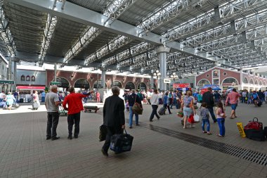 Moskova, Rusya - 17.06.2015. Kazansky tren istasyonu iç. 