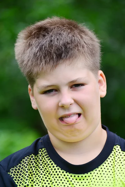 Portrait of boy unhappy on the nature — Stock Photo, Image