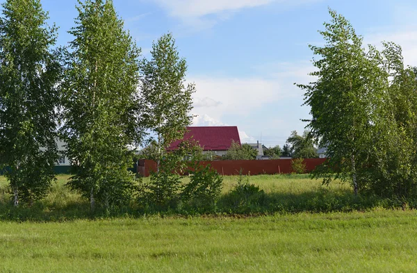 Rural landscape with a house and trees — Stock Photo, Image