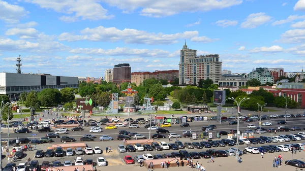 Moskva, Rusko - 26.06.2015. Pohled shora na Sadové Koltso - jedna z nejdůležitějších a hlavních silnic ve městě. — Stock fotografie