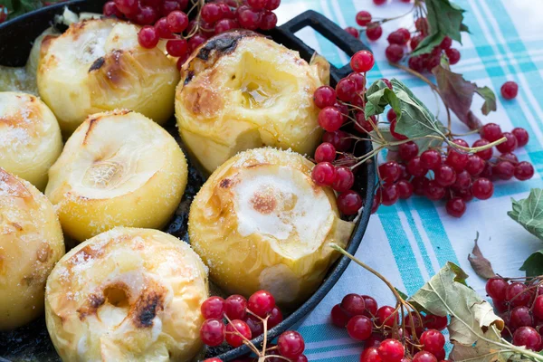 Appetitlich gebackene Äpfel mit frischem Kalina — Stockfoto