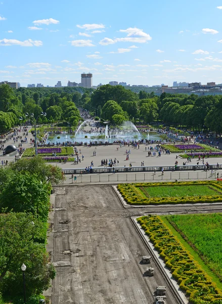 Moskwa, Rosja - 26.06.2015. Park Gorkiego-centralny Park kultury i wypoczynku w okresie letnim, widok z góry — Zdjęcie stockowe