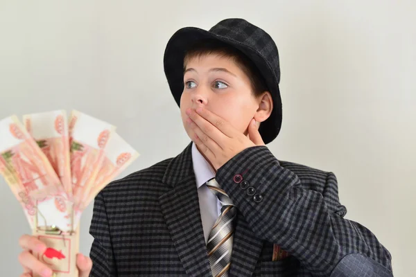 Boy teenager with a mousetrap in hands of — Stock Photo, Image