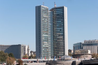 Moskova, Rusya - 09.21.2015. Novy Arbat tarihinde Moskova şehir hükümet binası