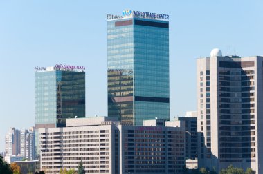 Moskova, Rusya - 09.21.2015. Uluslararası Ticaret Merkezi ve otel Crowne Plaza