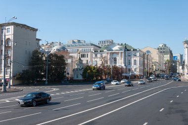 Moskova, Rusya - 09.21.2015. Ana cadde Znamenka ve SSCB Alexander Shilov Ulusal Sanatçı Galeri Görünümü.