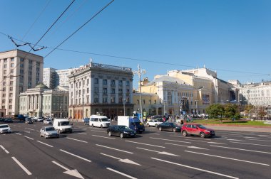 MOSCOW, RUSSIA - 21.09.2015. Teatralnaya Street - one of central streets in Moscow
