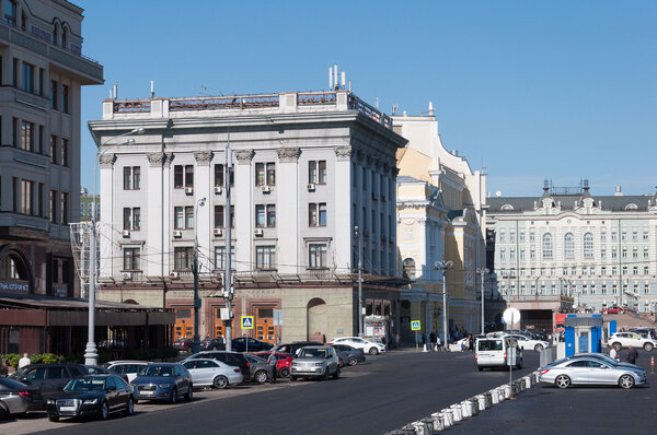 MOSCOW, RUSSIA - 21.09.2015. Okhotny Ryad- one of central streets in Moscow