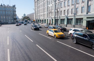 Moskova, Rusya - 21.09.2015. Sokak Mokhovaya tarihinde Rusya Federasyonu Başkanı alımı