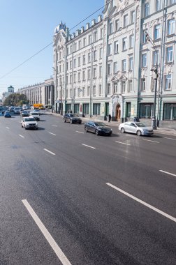 Moskova, Rusya - 21.09.2015. Sokak Mokhovaya tarihinde Rusya Federasyonu Başkanı alımı